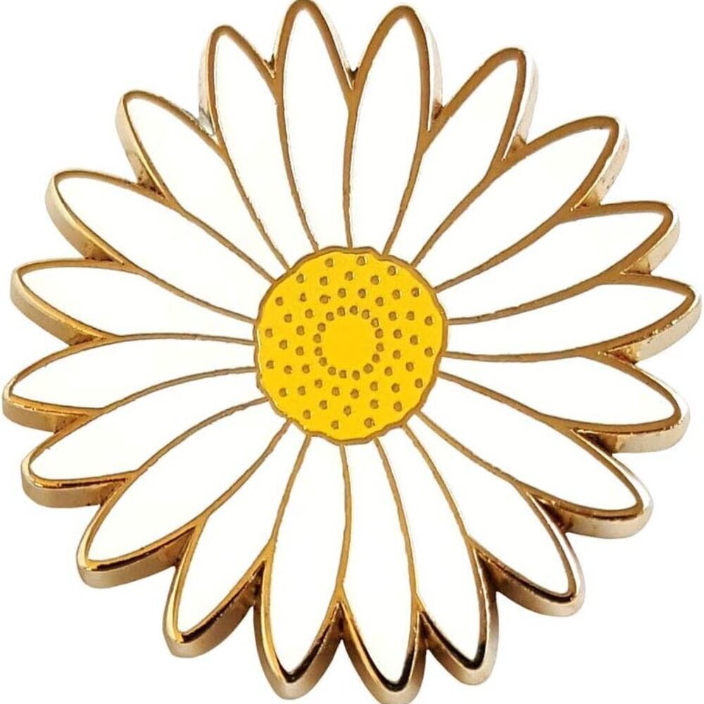 White Daisy Flower Enamel Lapel Pin